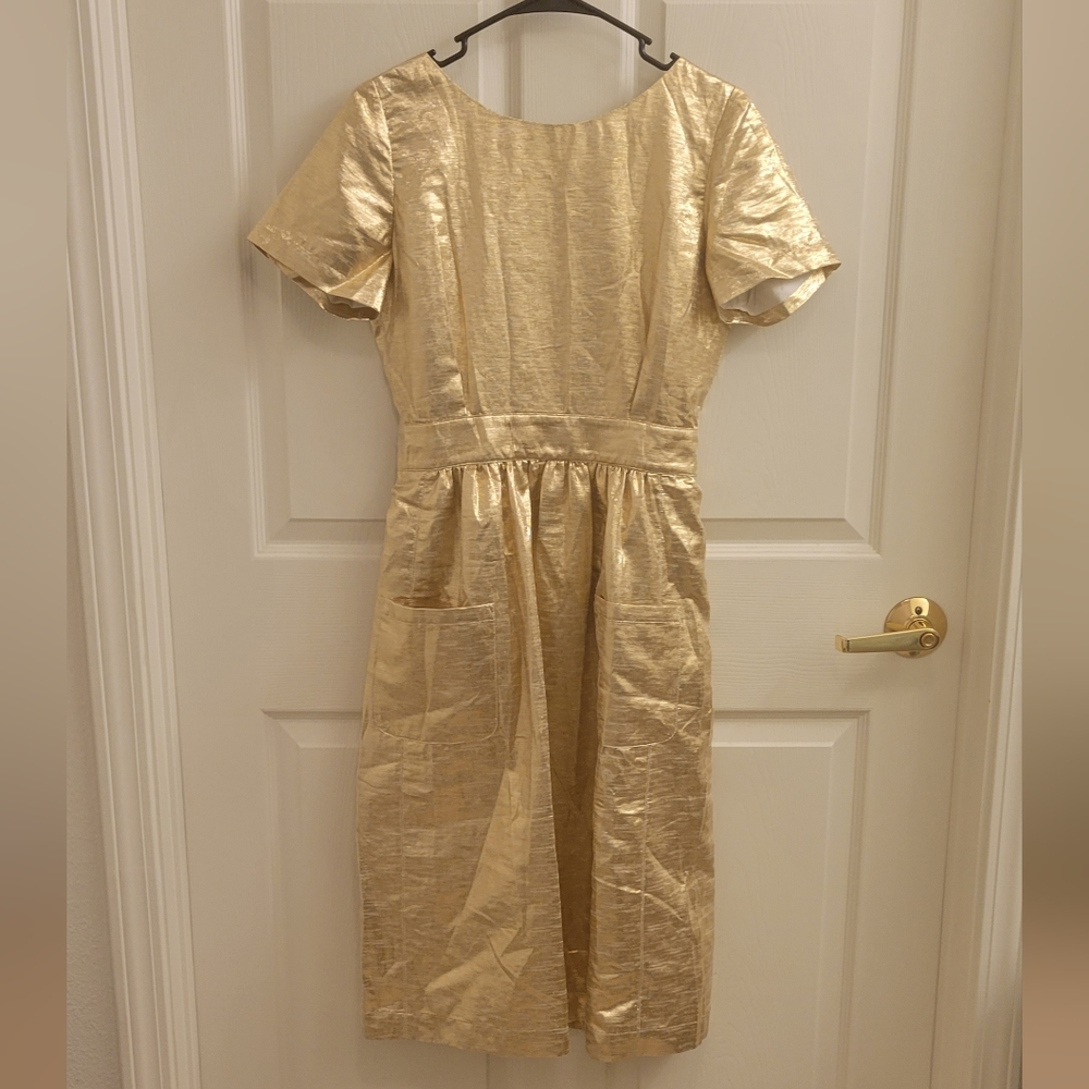 Sezane Gold Midi Dress - Picture 11 of 16